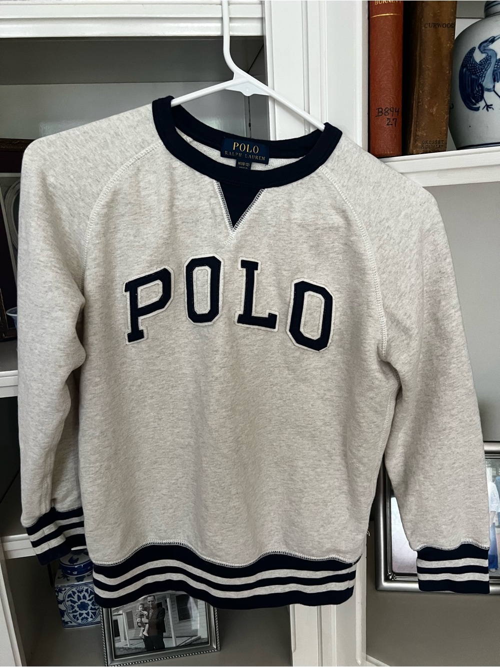 Polo by Ralph Lauren Boys Cream & Navy Logo Crewneck Sweatshirt